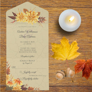 Invitation Tout En Un Filles d'automne avec feuillage