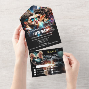 Invitation Tout En Un Film poster adultes anniversaire dîner événement