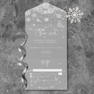 Invitation Tout En Un Flèche de neige blanche moderne Mariage Pas de dîn