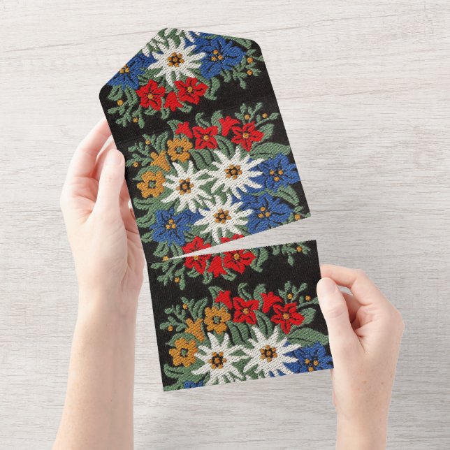 Invitation Tout En Un Fleur alpine suisse Edelweiss  (Déchirure)