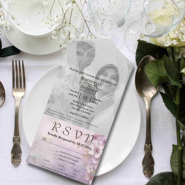 Invitation Tout En Un Fleur de cerise blanche sur le site de photos Mauv (Créateur téléchargé)