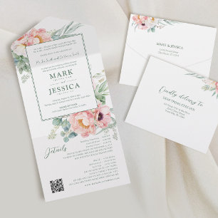 Invitation Tout En Un Fleur Rose Bilingue Vietnamienne