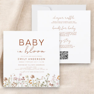Invitation Tout en un Fleur sauvage bébé dans une douche fleu