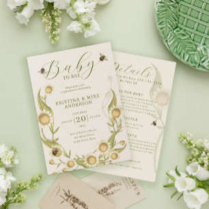 Invitation Tout en un Fleur sauvage Daisy Baby shower Invitat