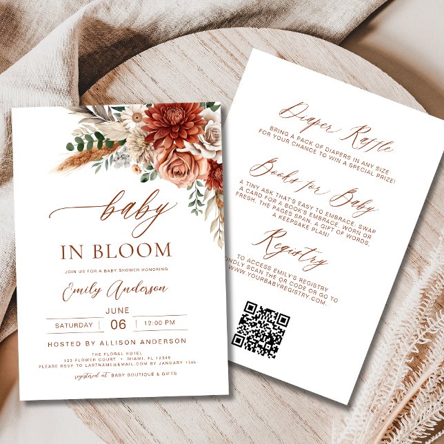 Invitation Tout en un Fleur sauvage d'automne bébé en fleurs  (Créateur téléchargé)