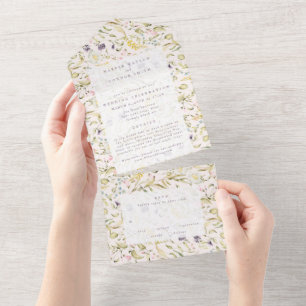 Invitation Tout En Un Fleur sauvage de printemps Boho Pampas Mariage