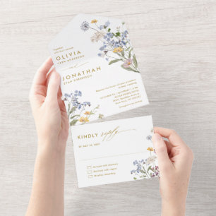 Invitation Tout En Un Fleur sauvage de printemps coloré Meadow Gold Mari