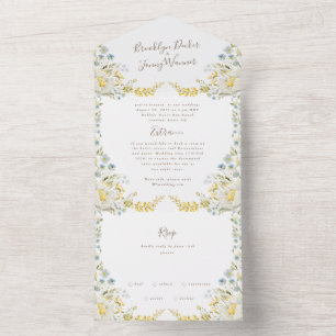 Invitation Tout En Un Fleur sauvage de printemps vintage  Pampas Mariage