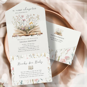 Invitation Tout En Un Fleur sauvage Réserver Thème Baby shower Invitat