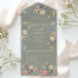 Invitation Tout En Un Fleur sauvage Simple Garden Sage Vert Mariage