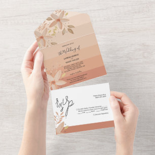 Invitation Tout En Un Fleurs Aquarelles Ombrées en Terracotta Élégantes