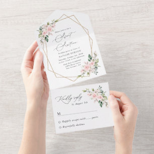 Invitation Tout En Un Fleurs blanches, Fleurs roses, Boho, Sweet 16