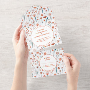 Invitation Tout En Un Fleurs d'été scandinaves Mariage Boho moderne