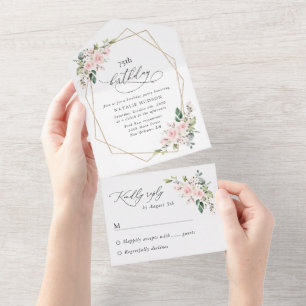 Invitation Tout En Un Fleurs Rouges, Fleurs Roses, Bohème, Anniversaire