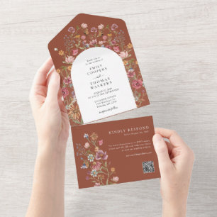 Invitation Tout En Un Fleurs sauvages en terre cuite tous en un mariage