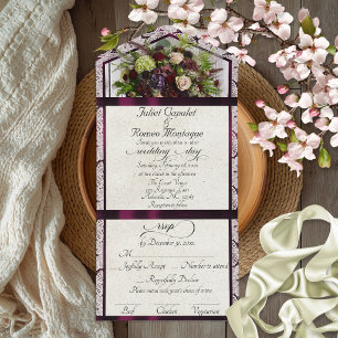 Invitation Tout En Un Fleurs sauvages, Ruban de prunier & Mariage en den