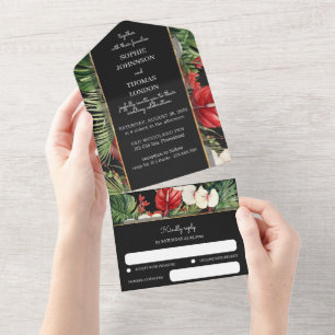 Invitation Tout En Un Fleurs tropicales en un mariage Inviter