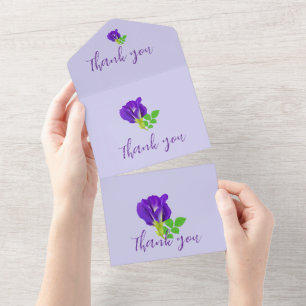 Invitation Tout En Un Floral à fleurs violettes