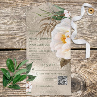 Floral aux pivoines blanches modernes sur le code