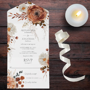Invitation Tout En Un Floral d'automne rustique