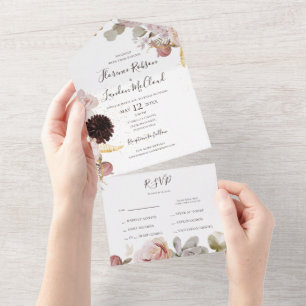 Invitation Tout En Un Floral flush moderne Sceller Et Envoyer
