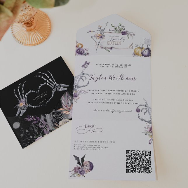 Invitation Tout En Un Floral gothique | Seize photos éffrayantes (Créateur téléchargé)