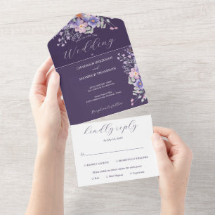 Invitation Tout En Un Floral Purple Dreams Simple Mariage