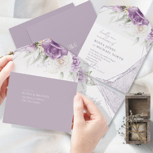 Invitation Tout En Un Floral Sparkles Mariage Mauve ID889