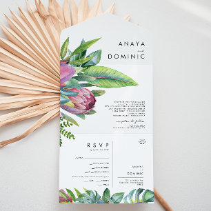 Invitation Tout En Un Floral tropical coloré   Sceller Et Envoyer