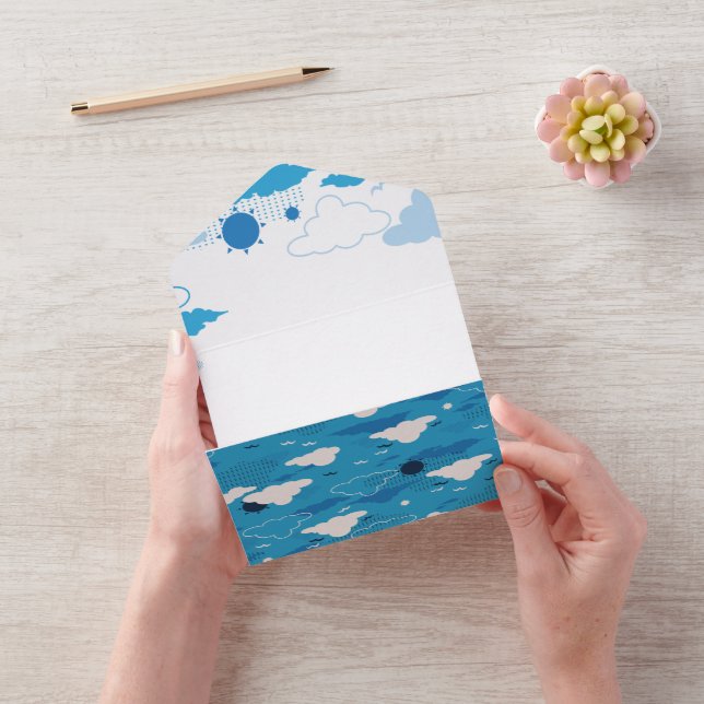 Invitation Tout En Un Fluffy Cloud Sunny Blue Sky Motif (Vidéo)