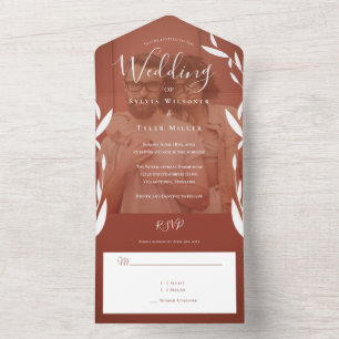 Invitation Tout En Un Foliage Photo Mariage Brown