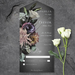 Invitation Tout En Un Foncé Gothique Mystérieux Floral Uni Flou Pas de D