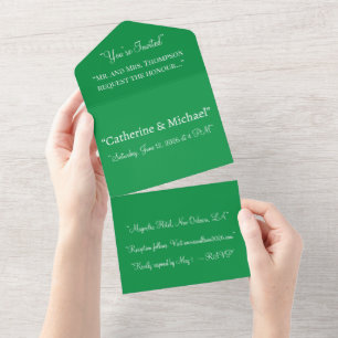 Invitation Tout En Un Forest Green Modern Tout en un mariage Inviter
