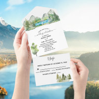Forêt de mariage Aquarelle Rivière Montagne Extéri