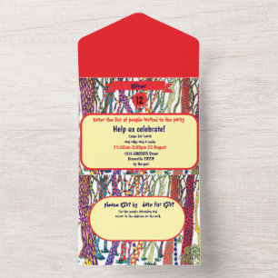 Invitation Tout En Un Forêt folle aquarelle anniversaire