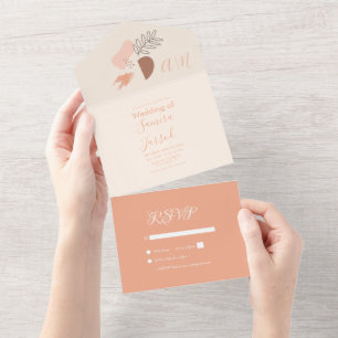 Invitation Tout En Un Formes Abstraites Botaniques Florales Mariage 