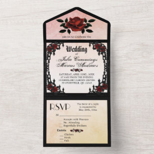 Invitation Tout En Un French Quarter Goth Élégante Pêche Crémeuse