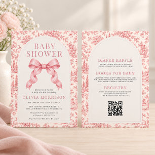 Invitation Tout en Un French Toile Rose Arc-en-ciel Fille Bab