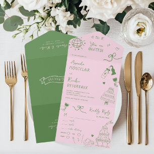Invitation Tout En Un Fun Fun Whimsical French Vintage Wedding