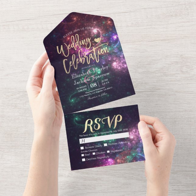 Invitation Tout En Un Galaxy Nebula Constellations Mariage magnifique RS (Déchirure)