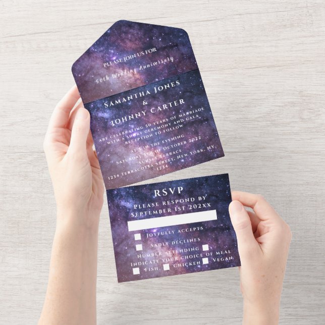 Invitation Tout En Un Galaxy Night Sky Mariage Nebula tout en un (Déchirure)