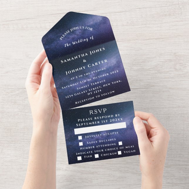 Invitation Tout En Un Galaxy Starry Night Sky Universe Mariage Nebula (Déchirure)
