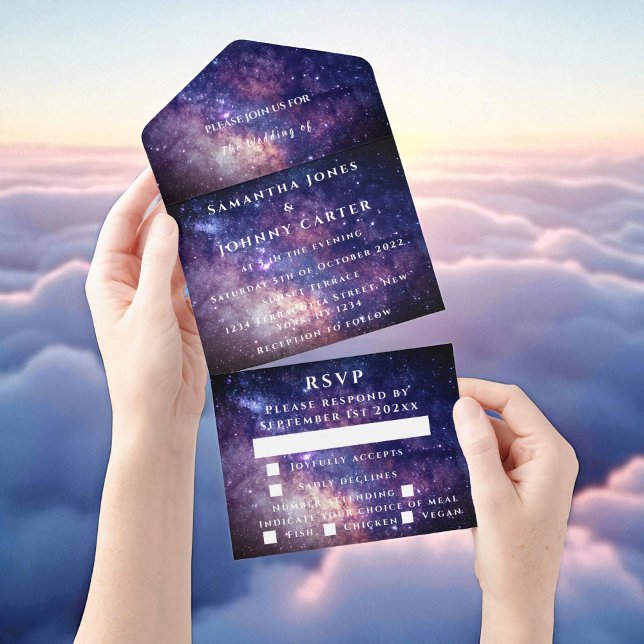 Invitation Tout En Un Galaxy Starry Night Stars Sky Mariage (Créateur téléchargé)