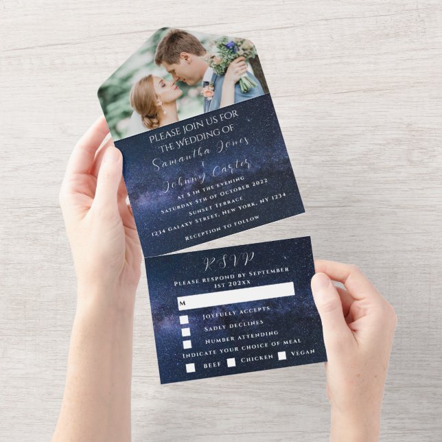 Invitation Tout En Un Galaxy Starry Night Stars Sky Mariage Nebula Photo (Déchirure)