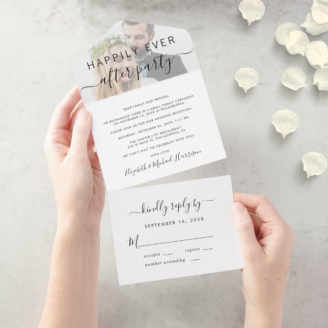 Invitation Tout En Un Galerie de photos de la soirée "Ils vécurent heure (An chic Happily Ever After Party all-in-one invitation for your wedding celebration)