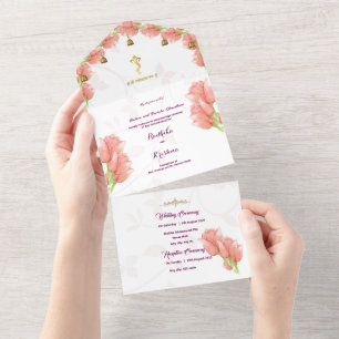 Invitation Tout En Un Ganesha hindou indien aquarelle florale Tout Compr