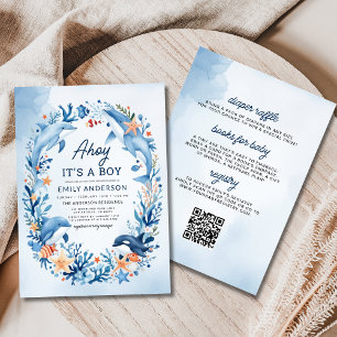 Invitation Tout en un garçon sous le Baby shower bleu mer