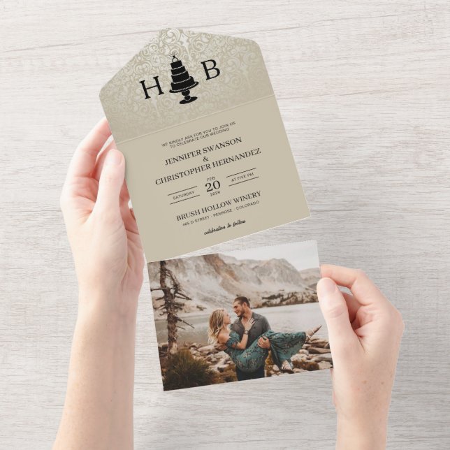 Invitation Tout En Un Gâteau mariage (Déchirure)