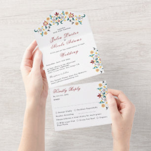 Invitation Tout En Un Géométrie Vintage Motif Classique Intriqué Mariage