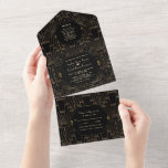 Invitation Tout En Un Glam Art Déco Grand Mariage des années 20 Gatsby<br><div class="desc">TOUTE EN UNE invitation. En incluant les détails et RSVP sur la faire-part de mariage plutôt que sur une carte séparée, c'est un bon choix. Design unique et élégant avec Roaring 1920 Great Gatsby vintage de faux or ornement sur faux or Art Déco arrière - plan motif. Utilisez l'outil Personnaliser...</div>